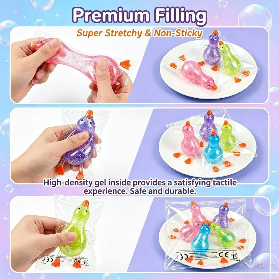 Glitter Duck Squeeze Toy, Soft Moldable